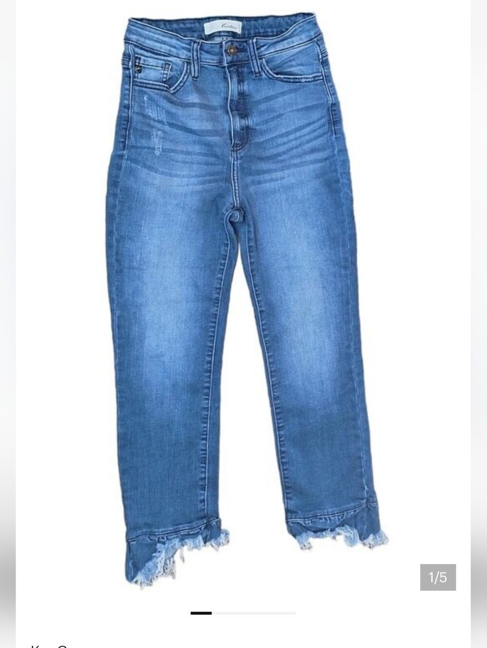 Kancan Women 5/26 Medium Wash Stretch High Rise Straight Leg CROPPED Denim Jeans